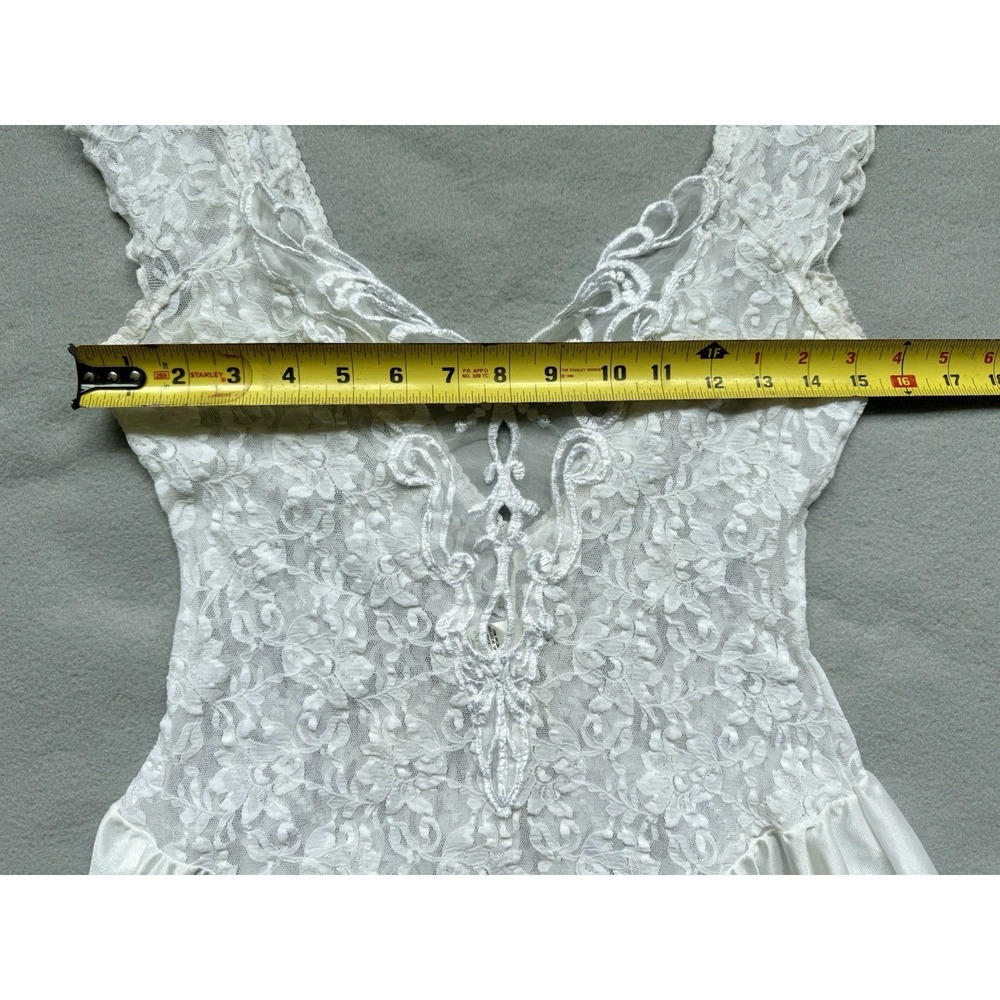 VTG Lace Delicates Coquette White Lace Satin Ballerina Babydoll Slip Lingerie L - Picture 11 of 16